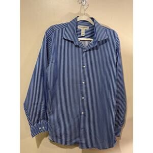 Men's Banana Republic Long Sleeve Button Down Stripe Blue White EUC Size L